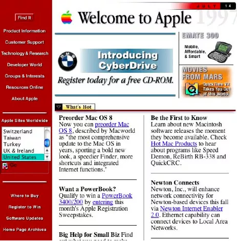Пример главной страницы сайта от Apple