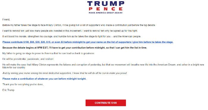 Email-рассылка Дональда Трампа