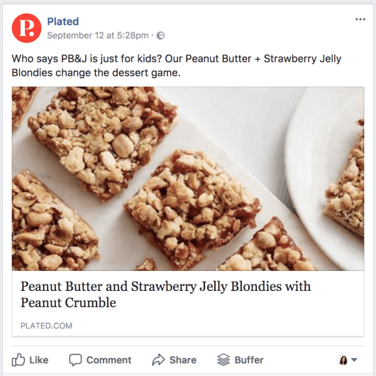 Возможности Facebook – пример публикации для сервиса доставки еды