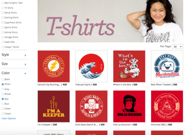 Сортировка товаров в интернет-магазине – пример T-shirts