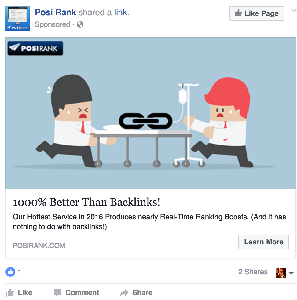 Кейсы рекламы в Facebook – пример Posi Rank