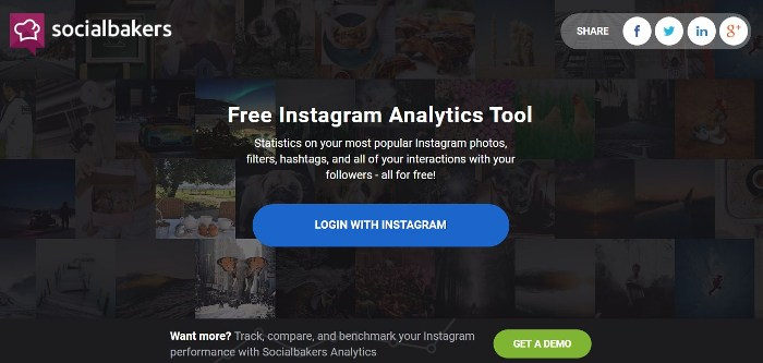 Аналитика Instagram аккаунтов — Socialbakers, лендинг
