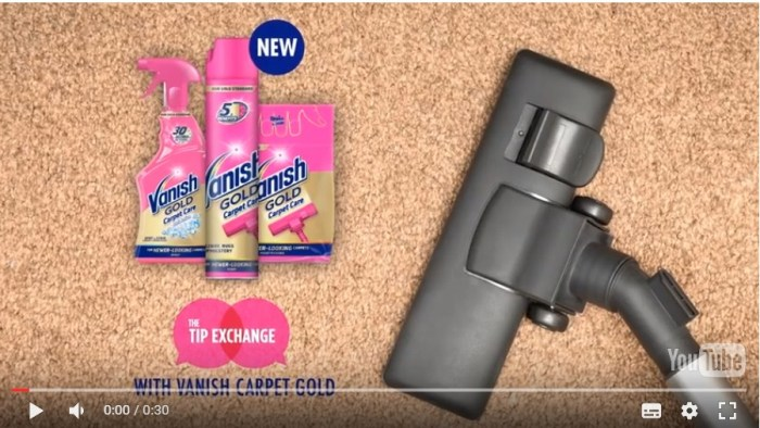 Реклама на YouTube – пример демонстрации продукта vanish