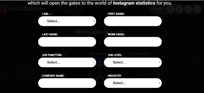 Аналитика Instagram аккаунтов — Socialbakers, личная информация