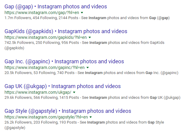 Рекламная стратегия в Instagram – профили магазина Gap