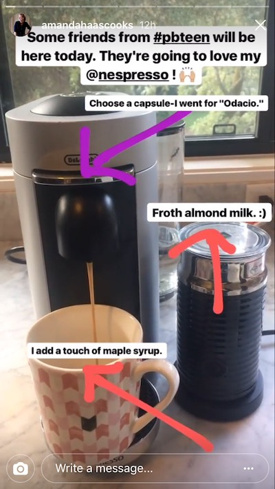Instagram stories – пример рецепта кофе