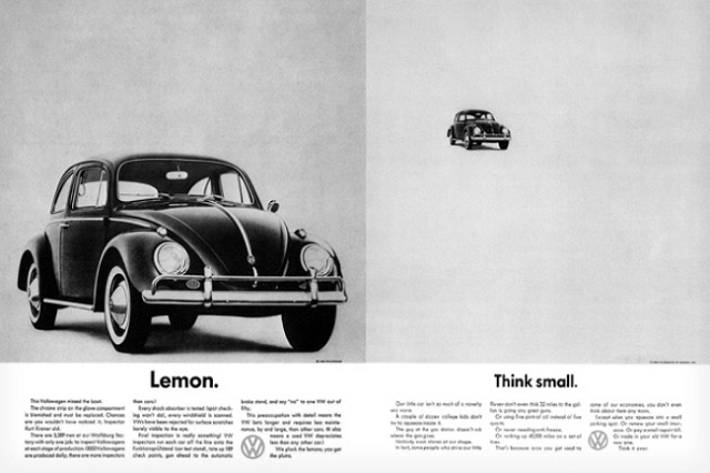 Пример рекламы Rolls Royce VW Beetle (Фольксваген)