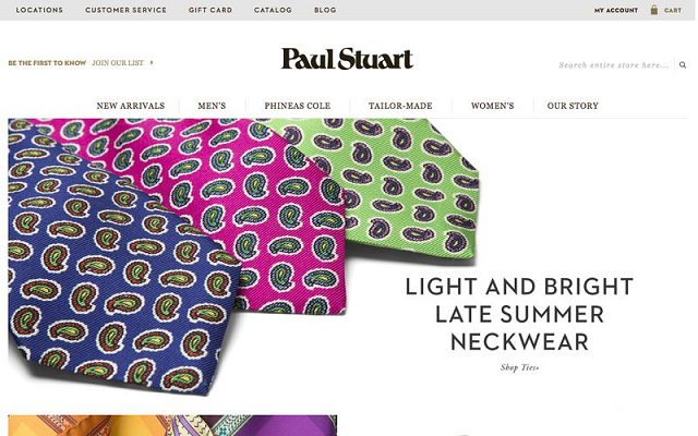 Paul Stuart сайт с крутым дизайном
